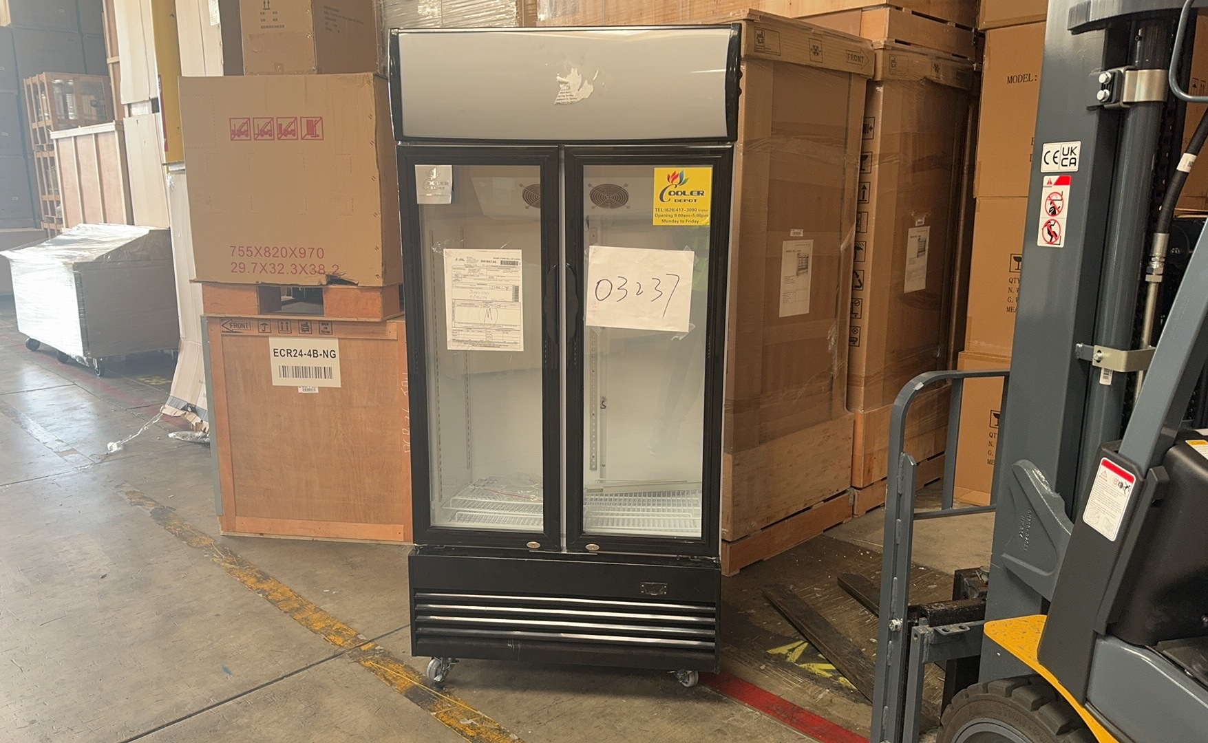 Clearance NSF 36 in two glass door upright refrigerator 03237