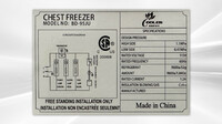 CSA Single Door food Chest Freezer 3.5 Cu Ft XF-95
