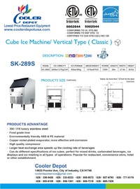NSF 290 lbs cooler depot Air Cooled ice maker SK-289S