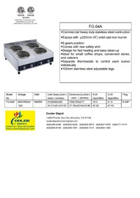 NSF Four Burner Heavy Duty Electric Hot Plate hotplate FG-04A