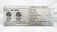 NSF Reach In One Door Freezer SS interior AKF-06881