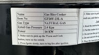 23L Rice Cooker Natural Gas e GF20Y-23L-A