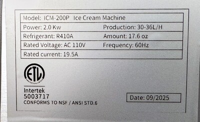 NSF Batch freezer Gelato Machines ICM-200P