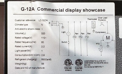NSF 64 inch High Glass Door Refrigerator LC320A