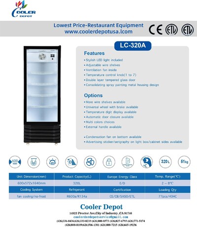 NSF 64 inch High Glass Door Refrigerator LC320A