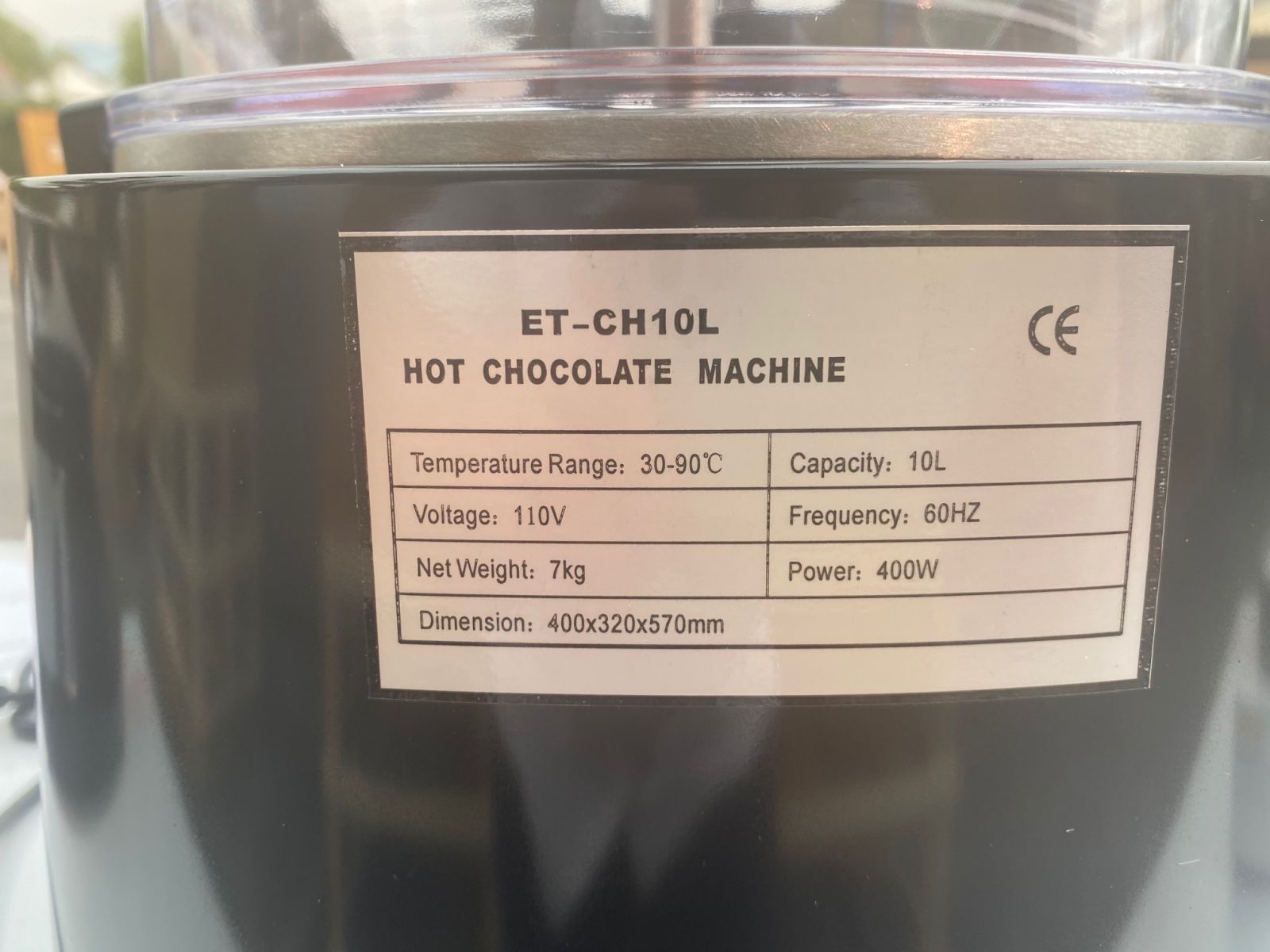Chocolady 10 Liter (2.6 Gallon) Hot Chocolate Dispenser Black 110V US/220V  EU