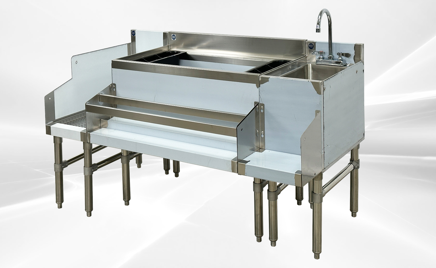 NSF 60 ins Stainless Steel Combination Cocktail Station BS123612