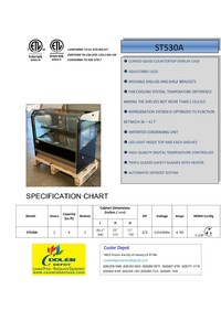 NSF 36 inches Refrigerated Countertop Bakery Display ST530A