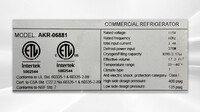 NSF Reach In One Door Refrigerator SS interior AKR-06881