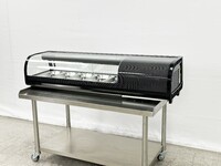 Black Curved Glass Refrigerated Sushi Display Case RTS52B