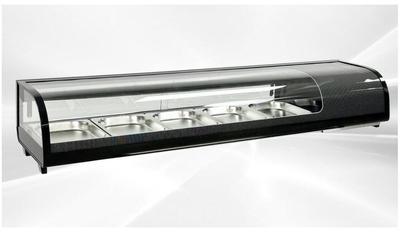 Black Sushi Display Case Curved Glass Refrigerated CS-132