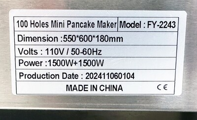 100 pcs Poffertjes Maker Commercial Electric Mini Dutch Pancake