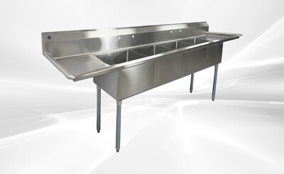 108 ins 4 Compartment sink two faucets NSF HN-C4T181812-18LR