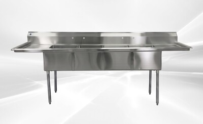108 ins 4 Compartment sink two faucets NSF HN-C4T181812-18LR