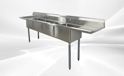 108 ins 4 Compartment sink two faucets NSF HN-C4T181812-18LR