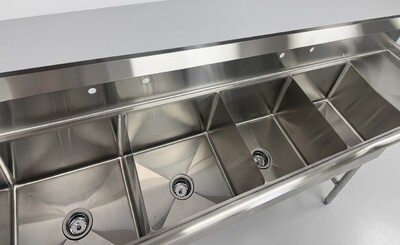 108 ins 4 Compartment sink two faucets NSF HN-C4T181812-18LR