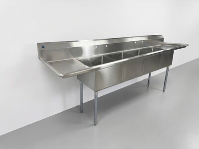 108 ins 4 Compartment sink two faucets NSF HN-C4T181812-18LR