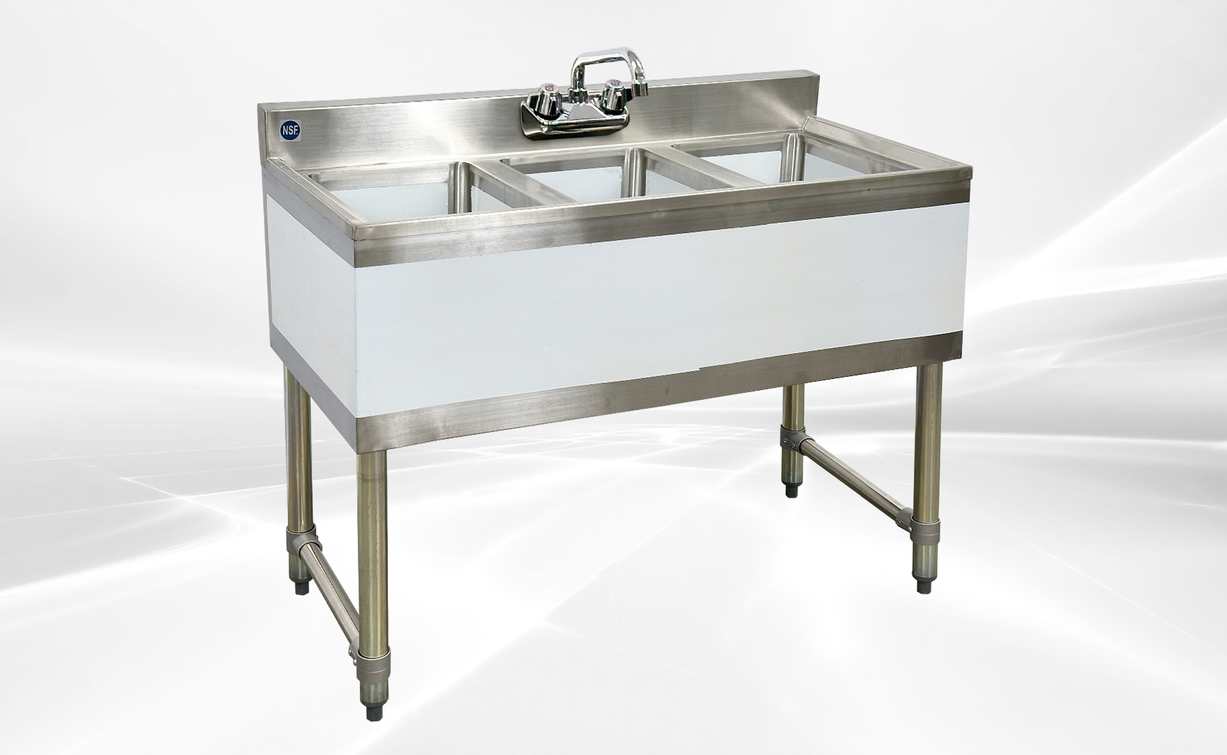 BS3T101410 38 inches 3 Compartment Bar Sink with Faucet