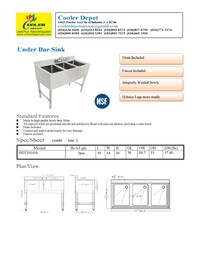 HN-BS3T101410 38 inches 3 Compartment Bar Sink with Faucet