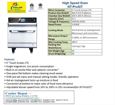 NSF High Speed Oven 5 inch Touch Screen Cooking Stage NT-PROSIT