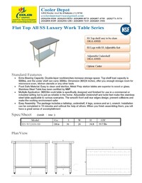 36W x 24D x34H All Stainless Steel Table NSF  HN-T-2436-SB