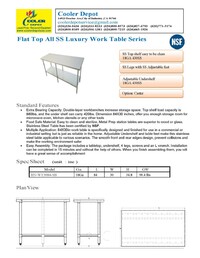 84W x 30D x34H All Stainless Steel Table NSF HN-WT-3084-SB