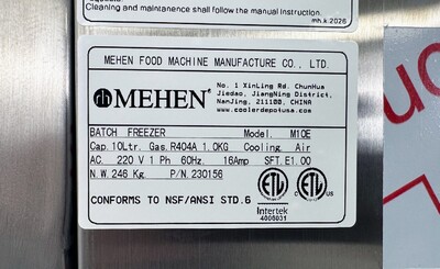 NSF Batch freezer 10L Gelato Machines M10E