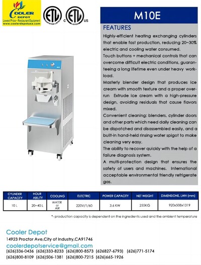 NSF Batch freezer 10L Gelato Machines M10E