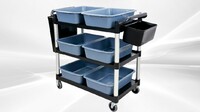 Restaurant Kitchen Utility Cart with 2 Side Trash Bin 6P2B