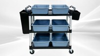 Restaurant Kitchen Utility Cart with 2 Side Trash Bin 6P2B