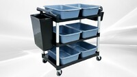 Restaurant Kitchen Utility Cart with 2 Side Trash Bin 6P2B