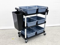 Restaurant Kitchen Utility Cart with 2 Side Trash Bin 6P2B