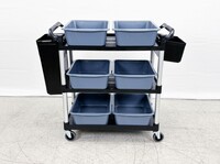 Restaurant Kitchen Utility Cart with 2 Side Trash Bin 6P2B
