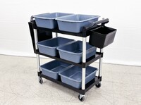 Restaurant Kitchen Utility Cart with 2 Side Trash Bin 6P2B