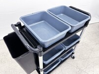 Restaurant Kitchen Utility Cart with 2 Side Trash Bin 6P2B