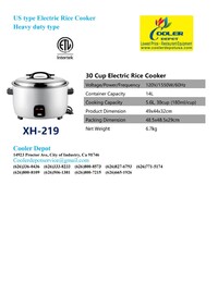 NSF raw rice 30 cup Rice cooker warmer XH-219 RT-219