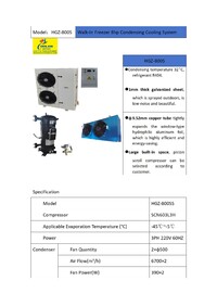 Walk-In Freezer 8 hp condensing Cooling System HGZ-800S