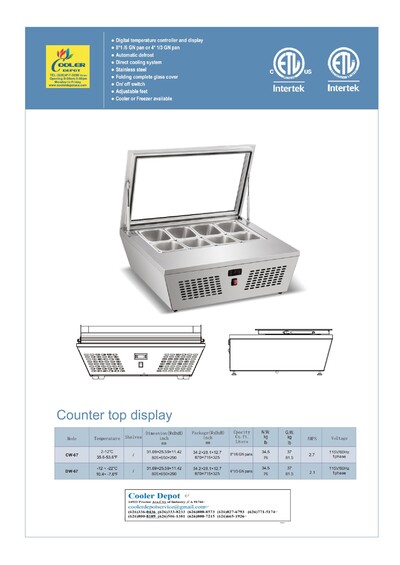 NSF 32 inches Counter top Sandwich Prep Table CW-67