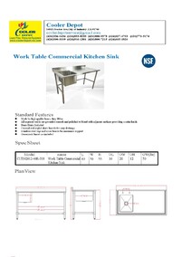 NSF SS Work Table Commercial Kitchen Sink HN-C1T162012-40R