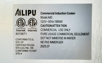 110v Commercial Induction Cooker Flat 1800W  A801800