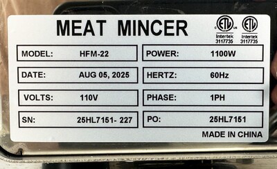 NSF 1100W Commercial Stainless Steel Meat Grinder HFM-22