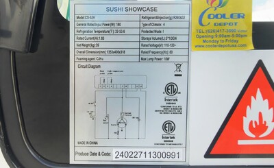 Black Refrigerated Display Case sushi refrigerator NSF CS-52A