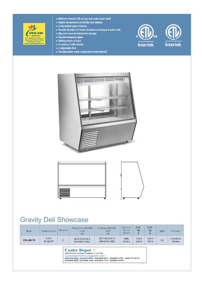 NSF 36 inches seafood raw meat Refrigerated Case CW-468-75