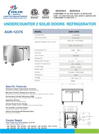 NSF 48 Ins Undercounter 2 Solid Doors refrigerator AUR-12376