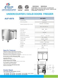 NSF 36 Ins Undercounter 2 Solid Doors Freezer AUF-0976