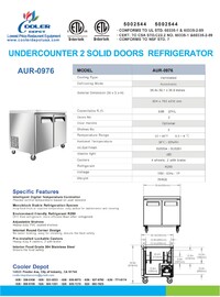 NSF 36 Ins Undercounter 2 Solid Doors refrigerator AUR-0976