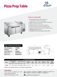 NSF Pizza Prep Table Stainless 2 Doors Refrigerator CD-71PP