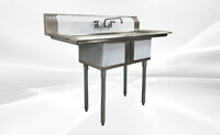 Two Compartment Bar Sink With Faucet NSF S2C141611-12LR-318