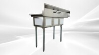 NSF Left Three Compartment Sink With Faucet HN-C3T121610-12L