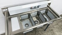 NSF Left Three Compartment Sink With Faucet HN-C3T121610-12L
